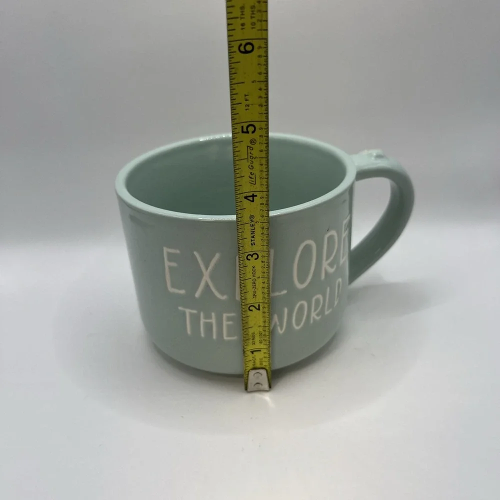 Harvest Green Studio Explore the World‎ Coffee Mug 18 Oz Light Green Stoneware - Picture 7 of 8